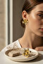 Yellow Color Flower Motif Shiny Bijouterie Earrings - 6