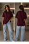 Women's Shimmer Detailed Crew Neck Basic Short Sleeve Cotton T-Shirt - 2