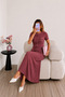 Shimmering Pocketed Pleated Short Sleeve Maxi Dress - 2
