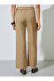 Beige Solid Wide Leg Pants with Elasticated Waistband - 4