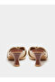 Brown and Beige Ruched Mid Heel Mule - 4