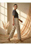 Beige Wide Leg Cargo Pants with Flap Pocket Detail - 4