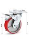 Polyurethane (PU) Silent Castor-Set of 4 Heavy Duty 2 Swivel + 2 Rigid Fixed Castor Wheels, Locking Industrial Plate Caster for Furniture, Workbench with Screws (Red, 8 INCH) - 4