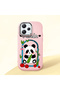 Redmi 12 Compatible Case Camera Protector Pink Silicone Couple Phone Case Panda Pattern