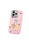 iPhone 14 Pro Compatible Case Camera Protector Pink Silicone Couple Phone Case with Bear Pattern - 3