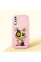 Samsung Galaxy A50 Compatible Case Camera Protector Pink Silicone Couple Phone Case Character Patterned