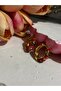 Red Enamel Flower Pattern Steel Hoop Earrings Gold Color Women's Earrings - 3
