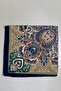 Women's Navy Blue Green Authentic Shawl Patterned Stitched Writing Cotton Cheesecloth Scarf - 2