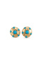 Steel Resin Blue Stone Round Earrings