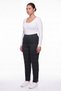 Women's Navy Blue Black Winter High-Waisted Trousers with Stone Detail on the Cuffs and Waist - 2