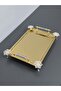 Figured, Metal Handle, Stainless Steel Rectangular Tray Luxury Presentation Tray North Gold-Silver