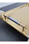 Figured, Metal Handle, Stainless Steel Rectangular Tray Luxury Presentation Tray North Gold-Silver - 2