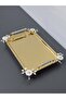 Figured, Metal Handle, Stainless Steel Rectangular Tray Luxury Presentation Tray North Gold-Silver - 6