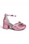 Girl's Glittery Stoned Bow Detailed Ankle Strap Princess Evening Dress Heeled Shoes - 3