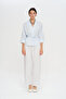 Women's Striped Flowy Shirt with Drawstring Waist and Tie - 3