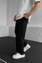 Men's Black Baggy Sweatpants 3 Thread Oversize Straight Leg with Back Pockets (Original Quality) - 3