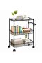 Heavy Duty 3-Tier Metal Kitchen Storage Cart – Adjustable Wire Shelves, 600 Lbs Capacity, Organizer Trolley with Handle, Basket & 360° Lockable Wheels for Kitchen, Pantry, Laundry, Bathroom, Office - 2