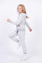Girl's Plain Kangaroo Pocket Hooded Tracksuit Set - 3