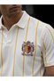 Lion Logo Polo Collar Men's T-Shirt & Jersey White Yellow - 3