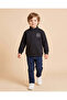 Boys Black Printed 1/4 Zip Placket Sweatshirt - 2