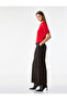 Pile Detailed Short Wide-Leg Fabric Trousers with Pockets - 2