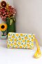 White Lemon Patterned Zippered Makeup & Small Handbag 18X10 cm – Multi-Purpose Mini Bag