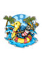 Women's Oversize Graphic Printed T-Shirt Inflatable Duck Skeleton Party Pattern Relaxed Fit Casual Modern - 3