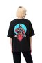 Women's Oversize Meditation Figure Printed T-Shirt 100% Cotton Relaxed Fit Spiritual Design Casual Modern