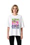 Women's Oversize Nostalgia Themed Floral Printed Romantic Message Comfortable Cut T-Shirt Casual Modern Stylish