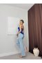 Women's Cobalt Blue Strapless Sweetheart Neck Corset Look Peplum Crop Blouse - 3