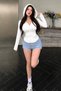 Vexa White Zippered Kangaroo Pocket Slim Fit Lace-Up Hooded Soft Flexible Long Sleeve Sports Cardigan - 3