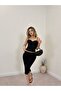 Women's Black Strappy Heart Neck Lace-Up Textured Crop Fit Blouse - 2