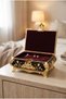 Vintage Rose Pattern Embossed Gold Color Jewelry Box - 6