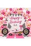 Pink Racing Party – Girls' Birthday Decoration Set - Pink Race Car Foil Balloon, Happy Birthday Banner, Racing Themed Party Supplies - 5