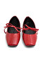 Women's Red Leather Lace-Up Ballerinas - 6