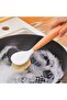 Three-piece kitchen dishwashing brush set, natural stone wood handle, white. - 4