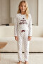 White Patterned Cotton Lycra Knitted Pajama Set26241165 - 4