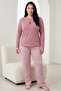 Powder Patterned Cotton Lycra Large Size Oversized Knitted Pajama Set26240911 - 2
