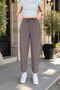 Women's Brown Cotton Linen Carrot Leg Pants - 2