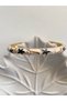 Steel Bracelet - Black Flowers and Cream Mineral Yellow Vine Pattern Clamp Bracelet - 4