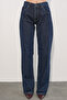 Women's Wide Leg Sequin Detailed Jeans 30124 - Navy Blue - 2