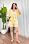 Women's Yellow Muslin Front-Tie Crop Kimono with Half Sleeves and Plain Texture - 3