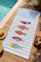 Colorful Fishes Mint Striped Patterned 70X150 Beach Towel - Digital Printed Fade-Resistant Bath Towel - 2