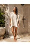 100% Cotton Cream Handwoven Adult Poncho, Hooded Bathrobe & Beach Towel - 7