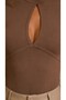 Women's Brown High Collar Window Detailed Long Sleeve Viscose Elastane Blouse - 2