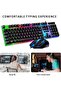 مجموعة لوحة مفاتيح وماوس للألعاب بإضاءة RGB، مزودة بإضاءة خلفية LED، سلكية USB، لون أسود - 2