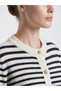 Crew Neck Striped Women's Knitwear Cardigan (W6) - 3