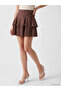Lcw Vision Ecru Elastic Waist Patterned Layered Mini Skirt with Shorts - 2