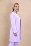 Zero Collar Plain Long Jacket-Violet - 4