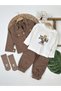 Teddy Bear Printed, Buttoned Front, Socks, Badge, Pocket Detail, Gabardine Lycra 4-Piece Baby Boy/Child Set - 2